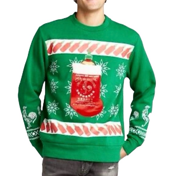 🎄 Huy Fong Foods Sweater S Sriracha Hot Chili Sauce Pocket Christmas - Picture 1 of 10